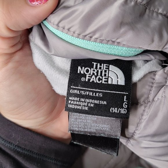 The North‎ Face Mossbud Swirl Reversible Sherpa Green Puffer Jacket Size L 14/16 - Picture 6 of 8